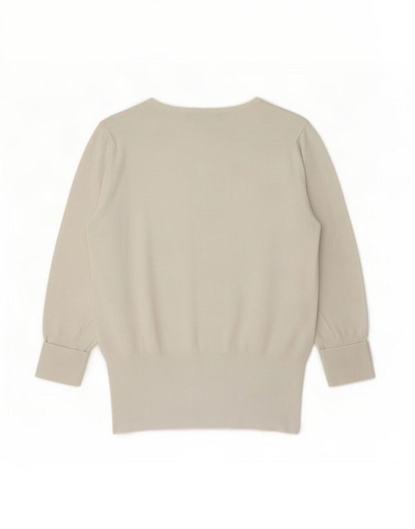 Suéter cardigã feminino Zara UK 12 viscose branca média