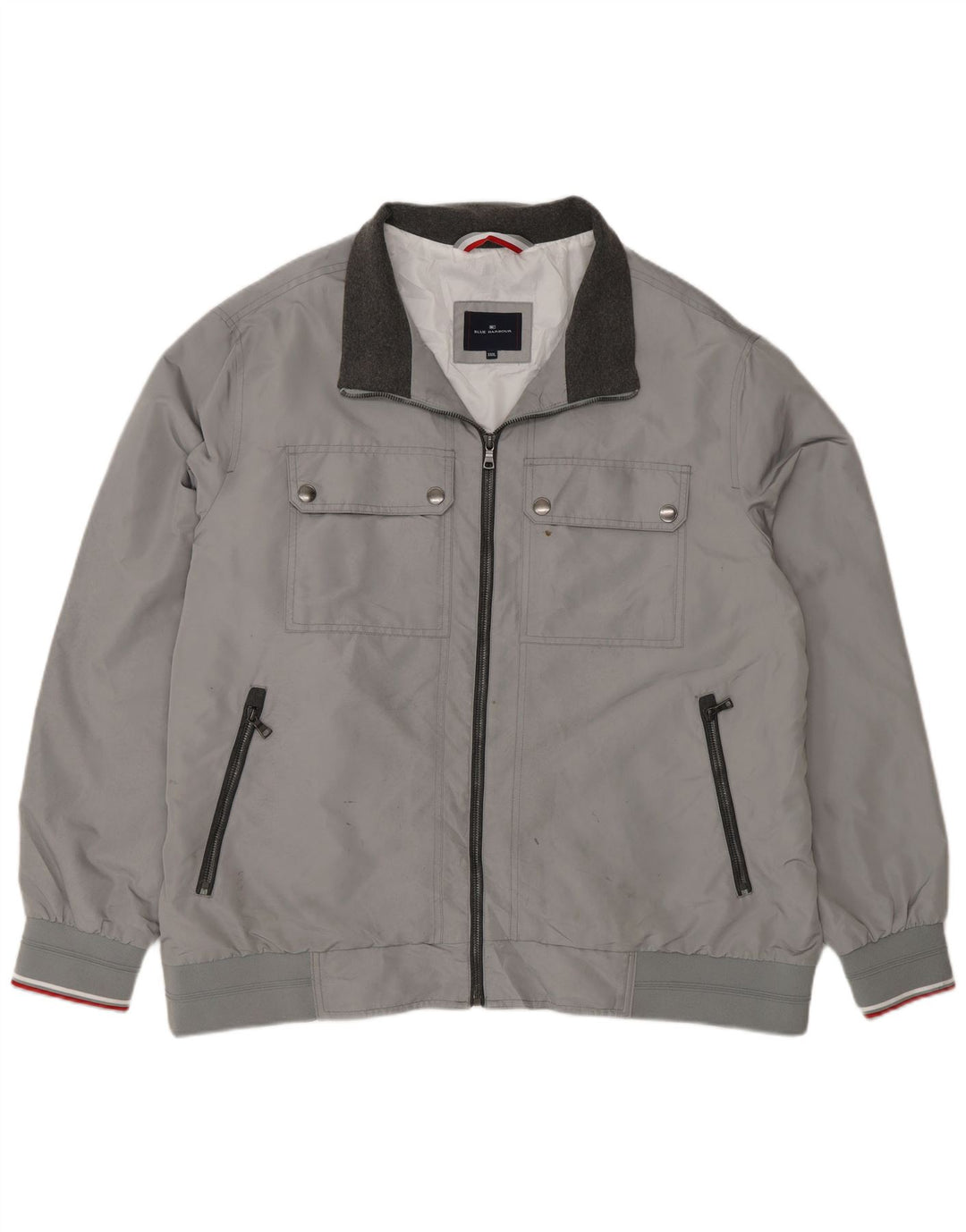 Jaqueta bomber masculina Blue Harbor da Marks & Spencer 3XL poliéster cinza