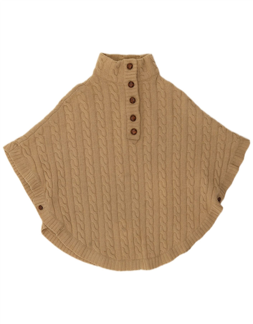 Poncho Jumper feminino Blarney Reino Unido 14 lã de cordeiro bege médio