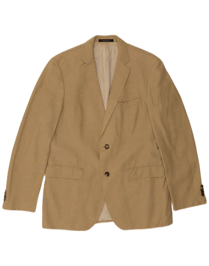 Jaqueta blazer masculina Hugo Boss com 2 botões Reino Unido 50 algodão bege grande