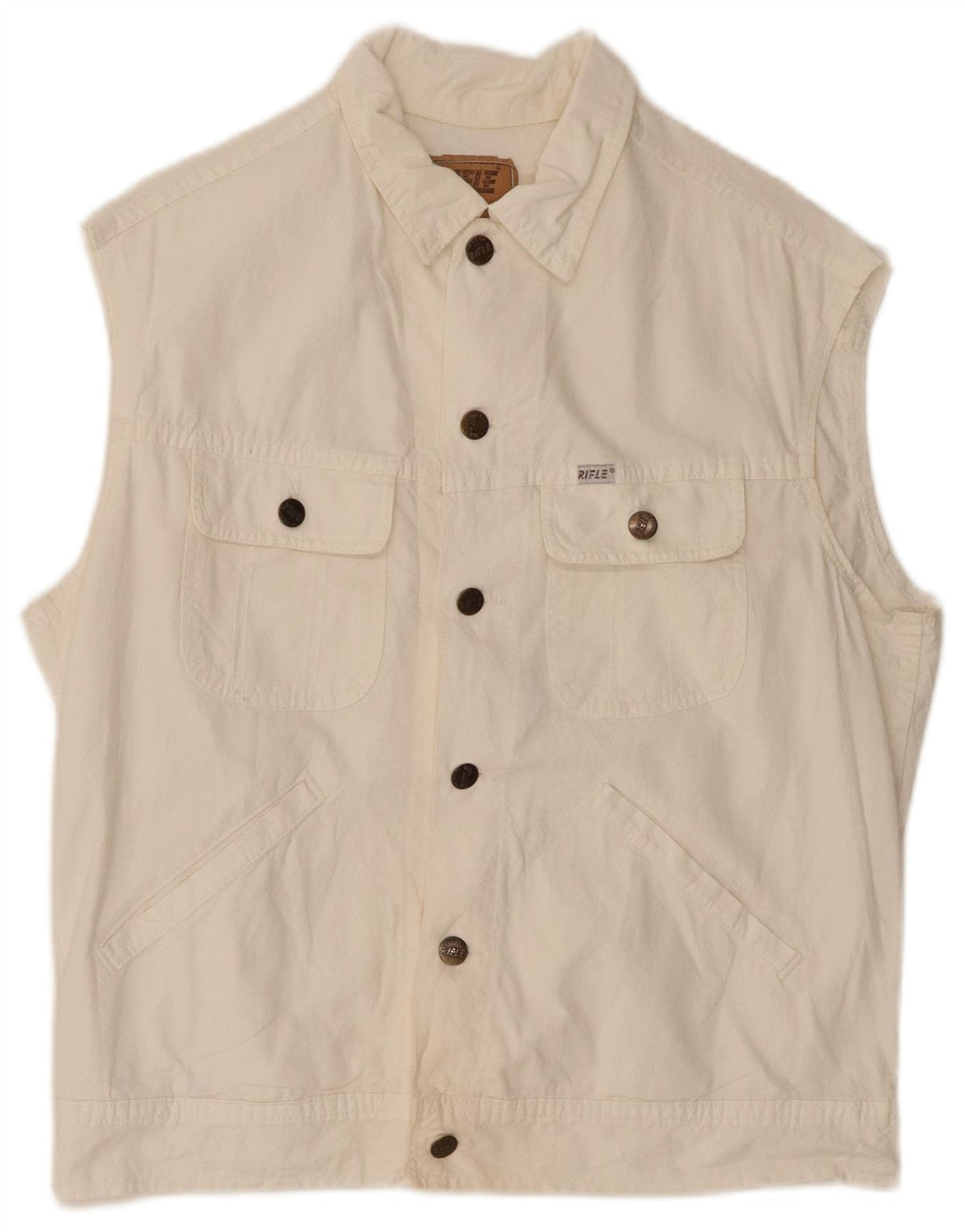 RIFLE Mens Utility Gilet IT 50 Grande Algodão Branco
