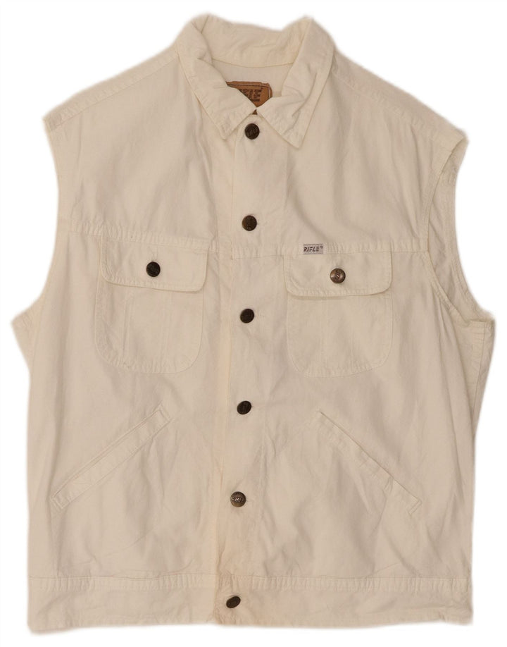 RIFLE Mens Utility Gilet IT 50 Grande Algodão Branco