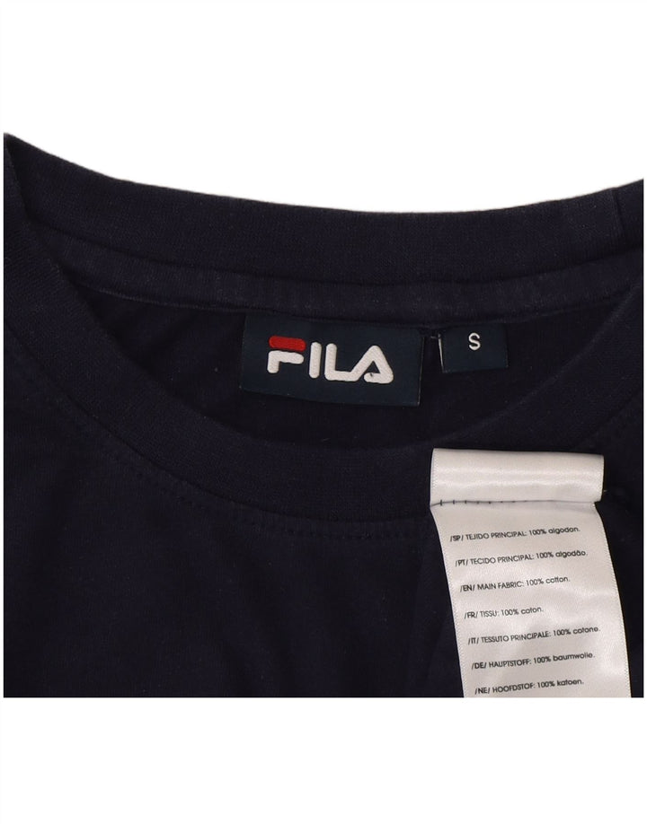 Camiseta masculina Fila top pequeno algodão colorblock azul marinho