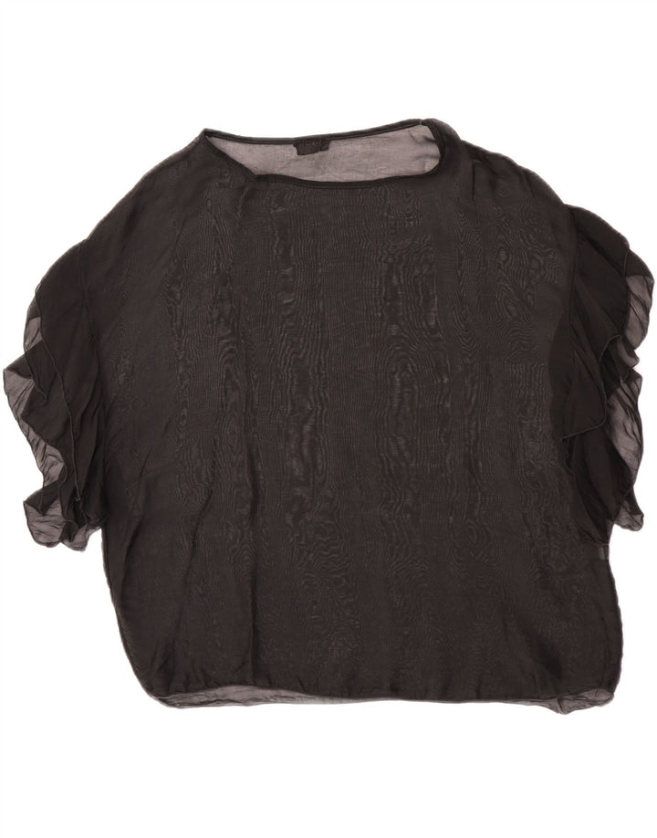 Blusa feminina King Kong transparente grande Reino Unido 10 pequena seda preta