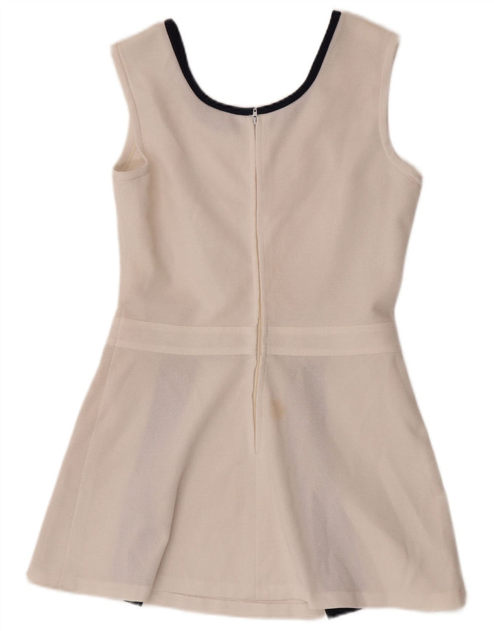 Blusa feminina vintage sem mangas Top IT 46 grande bloco colorido branco