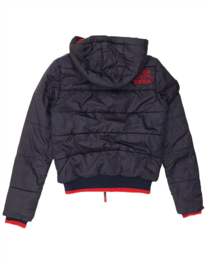 Jaqueta acolchoada com capuz masculina SUPERDRY UK 36 poliéster azul marinho pequeno