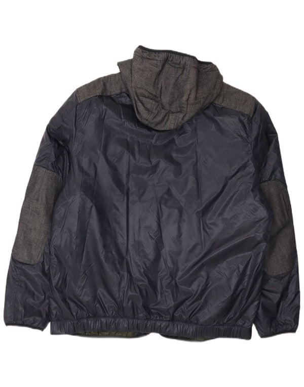 Jaqueta corta-vento masculina G-Star com capuz UK 44 2XL azul marinho Colourblock