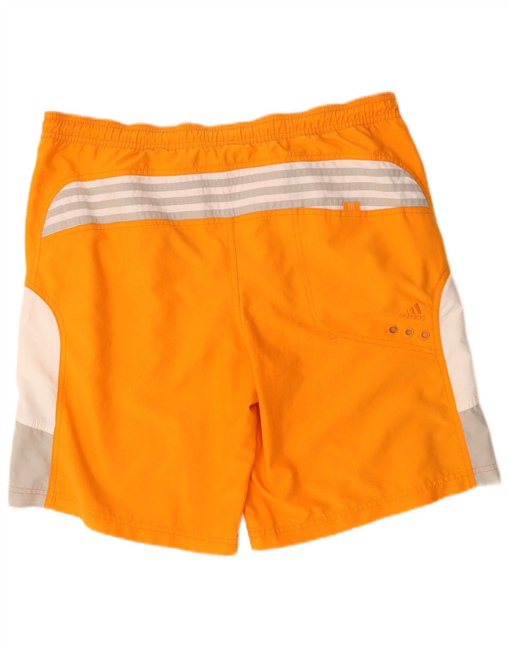 Shorts de natação masculinos ADIDAS com bloco colorido laranja grande de poliéster