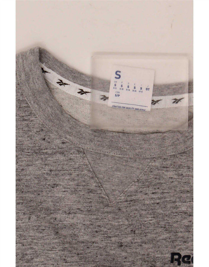 Camiseta feminina reebok oversized top uk 8/10 pequena cinza manchada