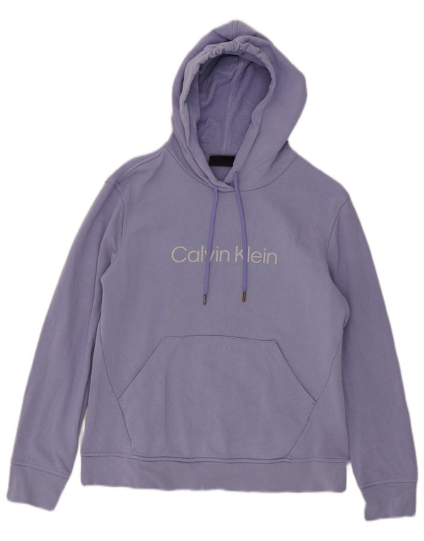 Suéter com capuz gráfico feminino Calvin Klein UK 14 médio roxo