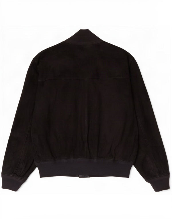 Rupp & Taureck Couture Jaqueta bomber masculina de camurça Reino Unido 38 Couro preto médio