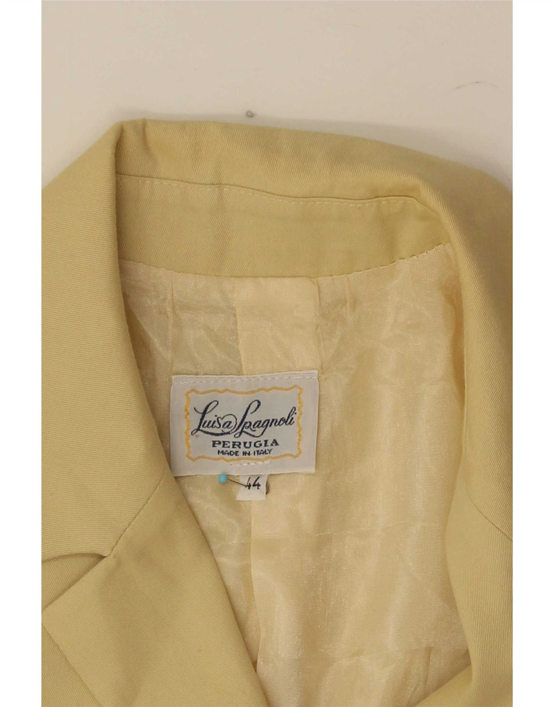 Luisa Spagnoli Jaqueta blazer feminina de 3 botões IT 44 algodão amarelo médio
