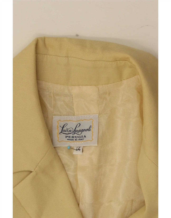 Luisa Spagnoli Jaqueta blazer feminina de 3 botões IT 44 algodão amarelo médio