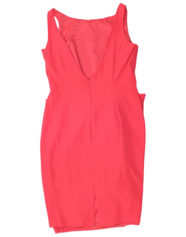 Vestido feminino Coast sem mangas com bainha UK 12 viscose rosa médio