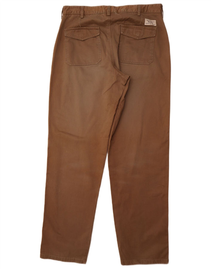 Calça chino reta masculina Avirex W34 L33 algodão marrom