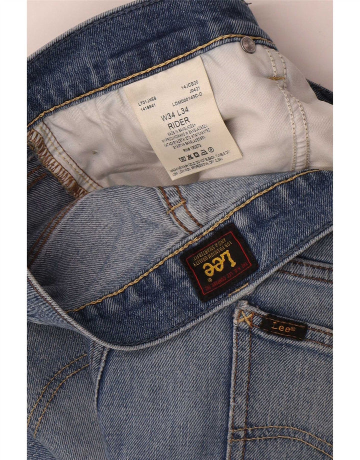 Lee Mens Rider Slim Jeans W34 L34 Azul Algodão