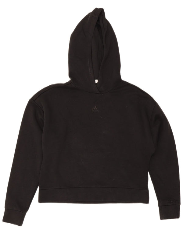 Adidas Meninos Crop Hoodie Jumper 13-14 Anos Preto Algodão