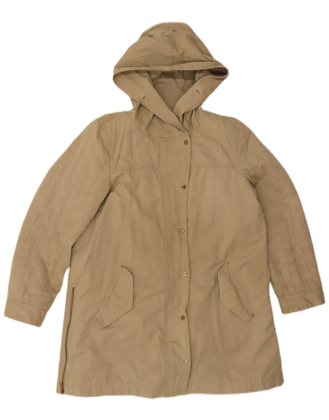 Zara Jaqueta Parka Feminina com Capuz Reino Unido 16 Grande Bege