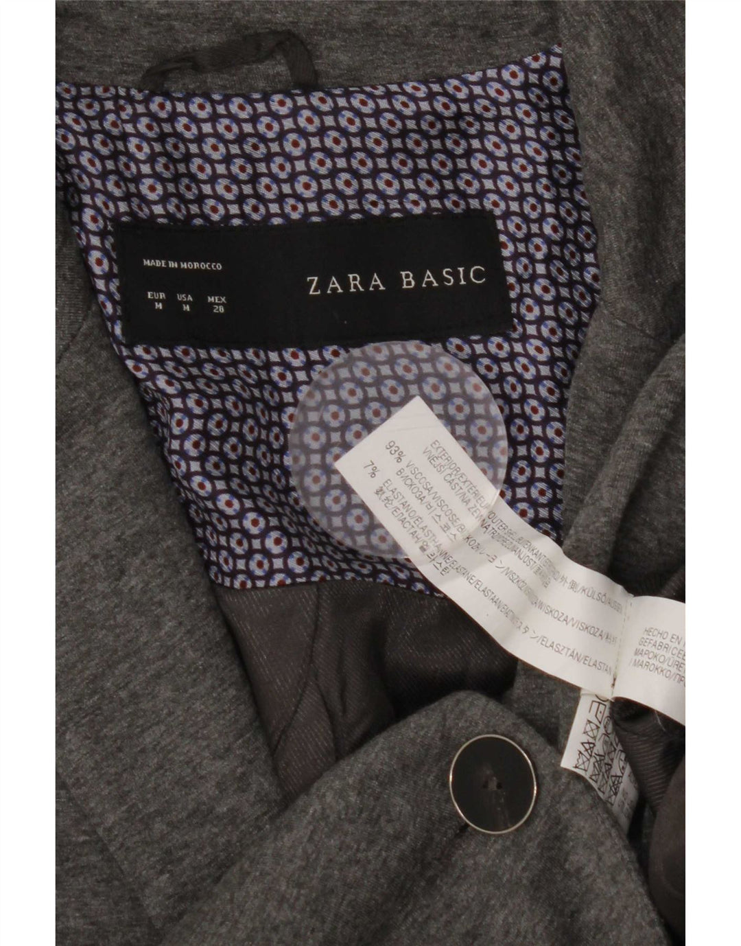 Jaqueta blazer feminina Zara com 1 botão Reino Unido 12 Viscose cinza médio
