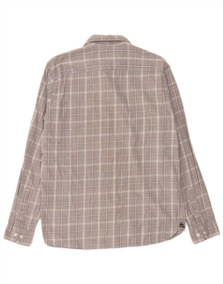 Crew Clothing Camisa masculina slim fit grande algodão xadrez cinza