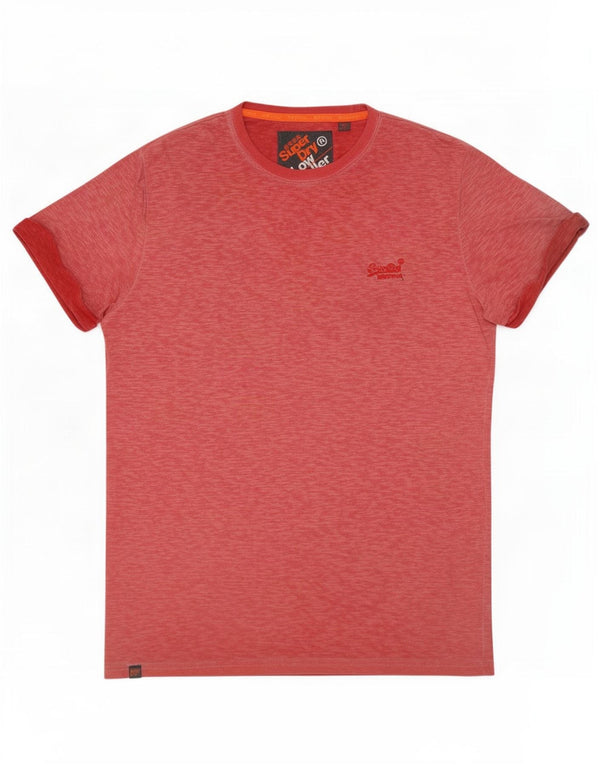 Camiseta masculina Superdry Top XL algodão manchado vermelho