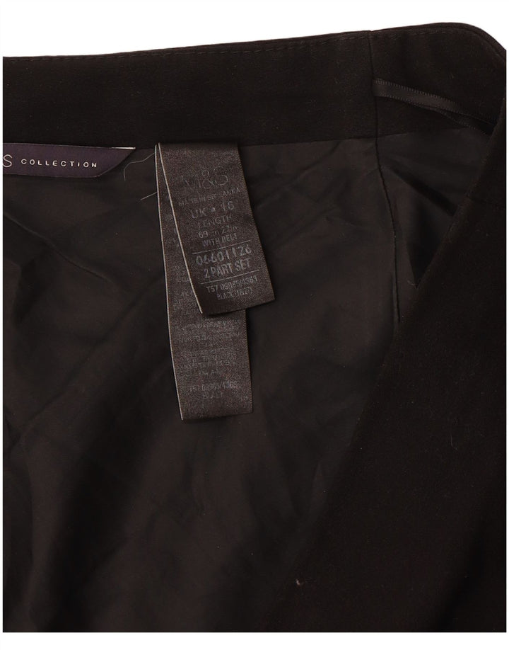 Saia lápis feminina Marks & Spencer UK 16 grande W34 poliéster preto