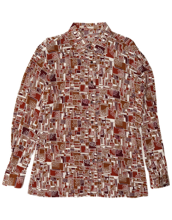 Camisa masculina vintage grande geométrica multicolorida