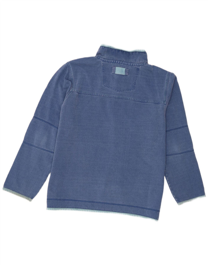 Fat Face Masculino Zip Neck Moletom Jumper XL Azul Algodão
