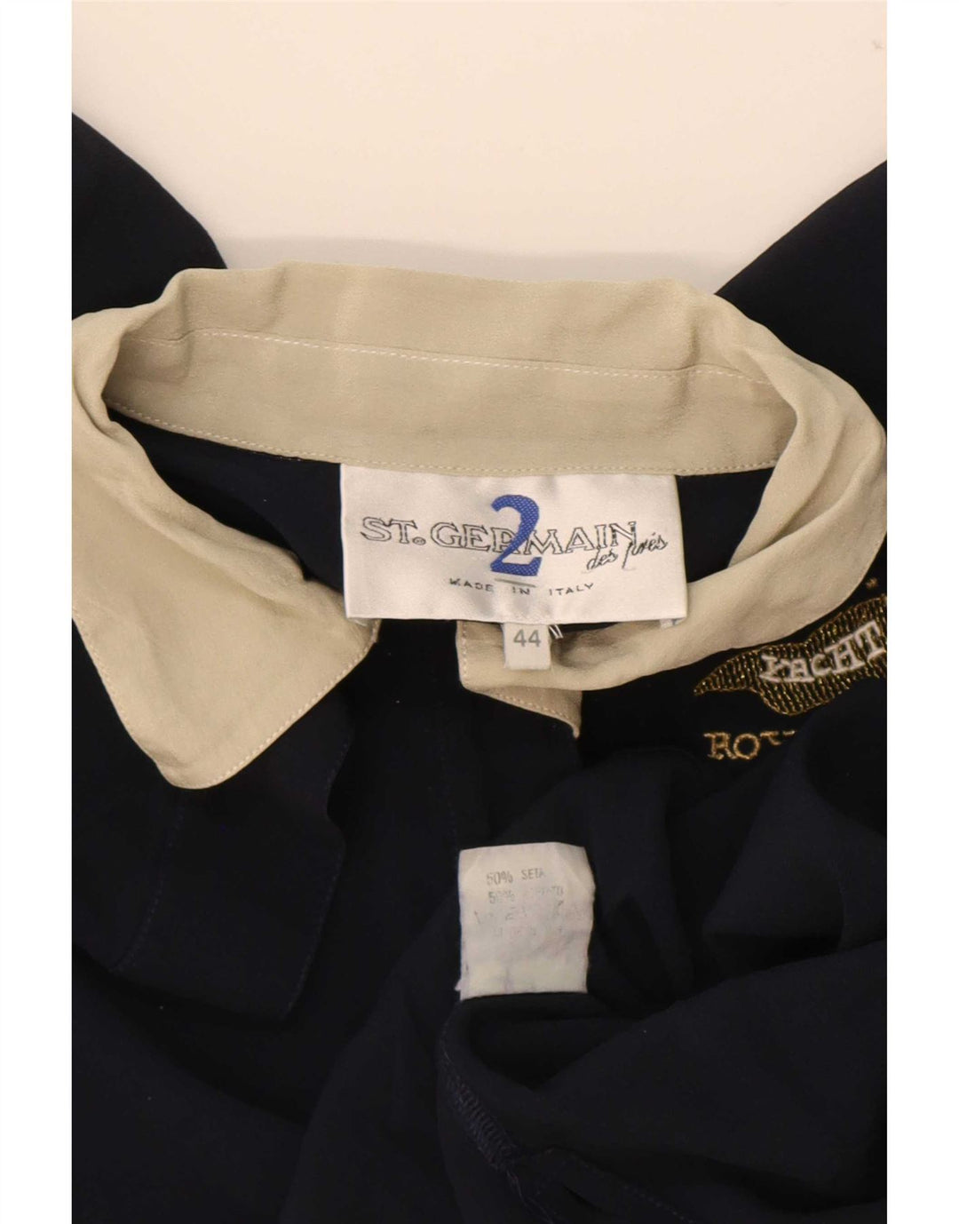 Camisa polo feminina St. Germain Des Pres IT 44 médio azul marinho colorblock
