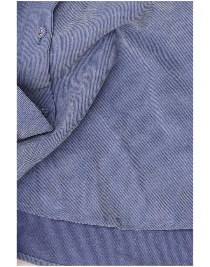 Camisa feminina de veludo cotelê Zara UK 16 grande azul poliéster