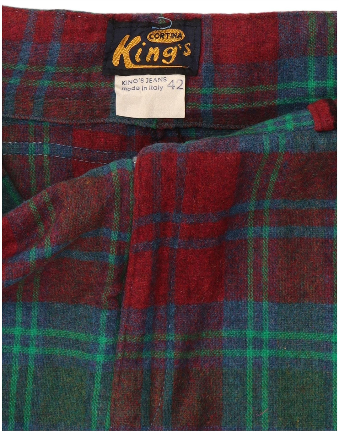 Saia cargo feminina vintage IT 42 médio W28 lã xadrez vermelha