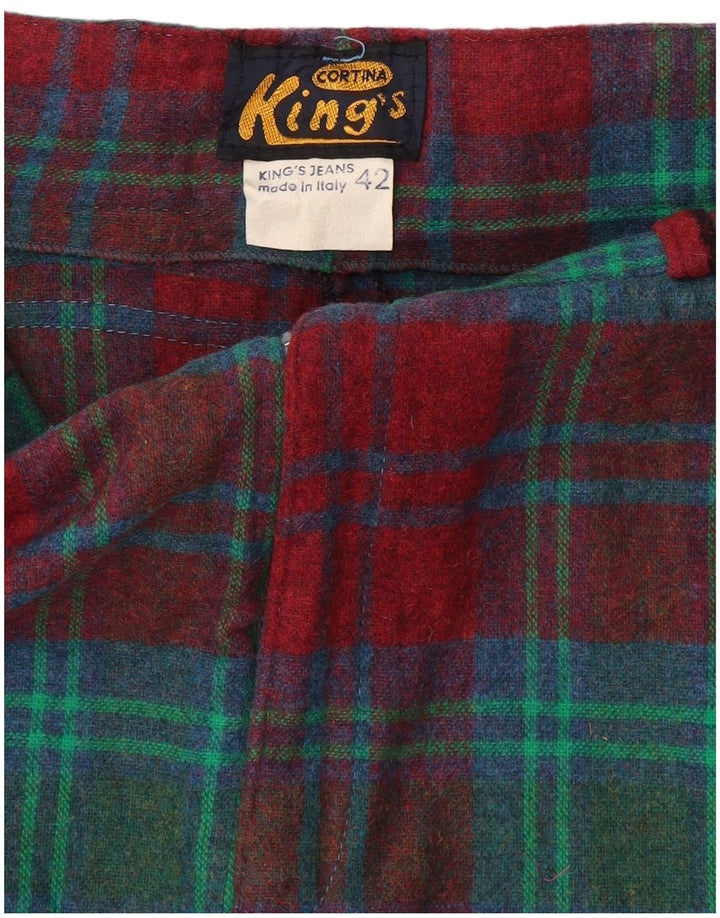 Saia cargo feminina vintage IT 42 médio W28 lã xadrez vermelha