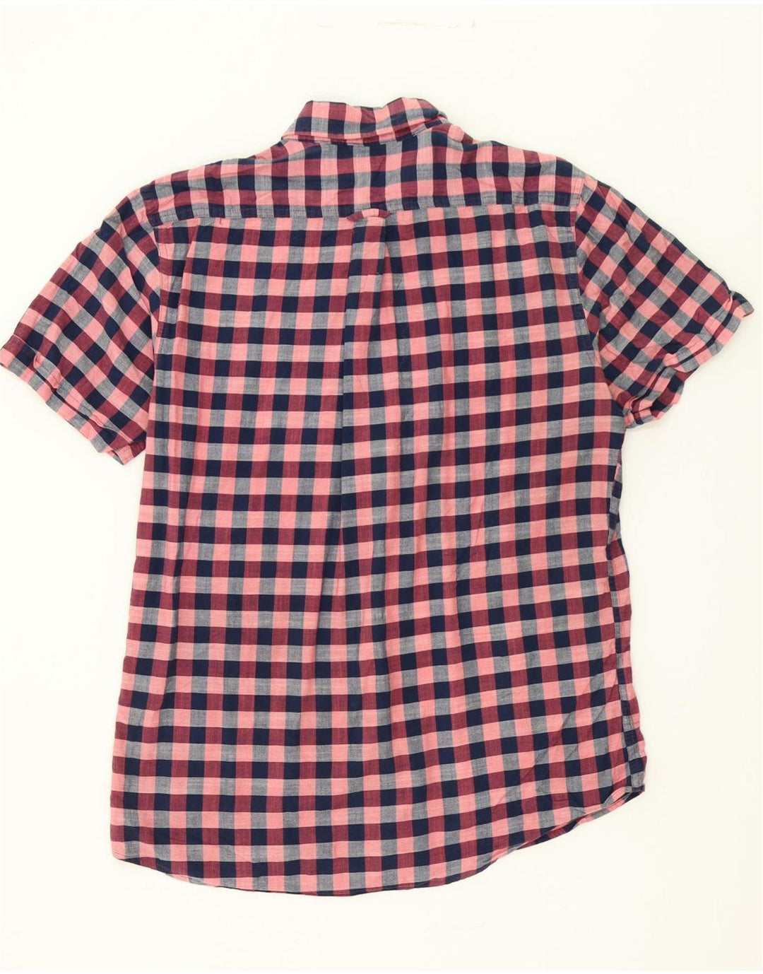 IZOD Mens Salt Water Short Sleeve Shirt Medium Burgundy Gingham Cotton Vintage Izod and Second-Hand Izod from Messina Hembry 