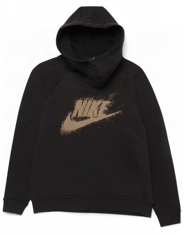 Jumper com capuz gráfico feminino Nike UK 14 médio algodão preto