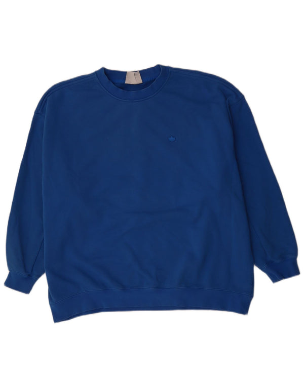 ADIDAS Womens Oversized Sweatshirt Jumper UK 14 Grande Azul Algodão