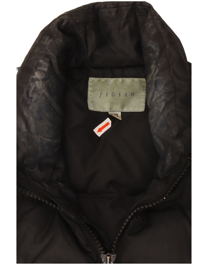 Colete acolchoado feminino Jigsaw UK 10 pequeno nylon preto