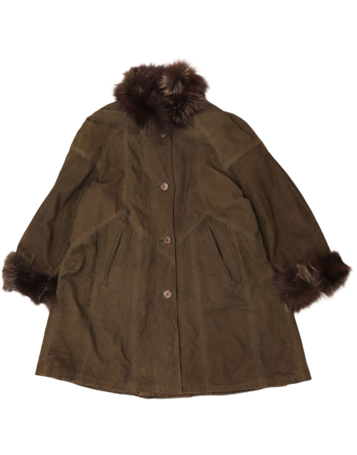 Casaco de couro feminino Talenti UK 18 XL couro cáqui