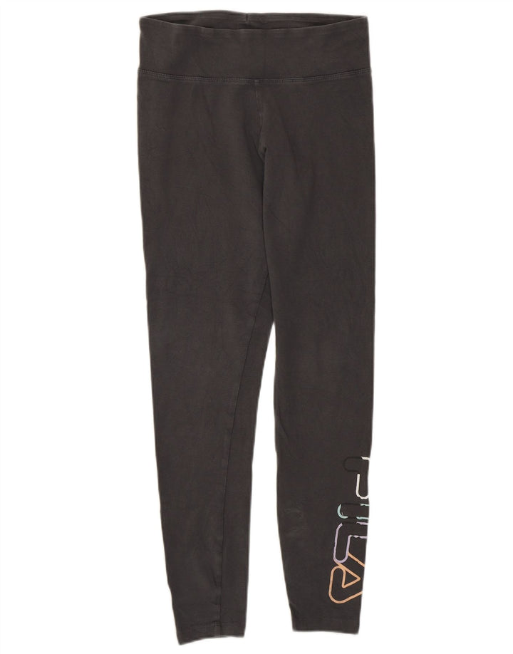 Fila Leggings Gráfico Feminino UK 10 Pequeno Algodão Cinza