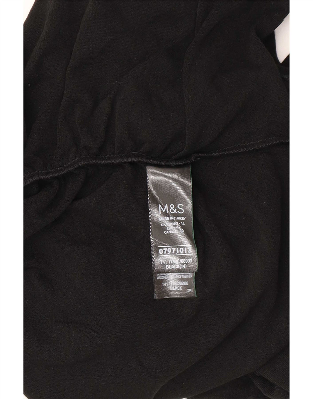 Top feminino Marks & Spencer manga comprida Reino Unido 14 grande acrílico preto