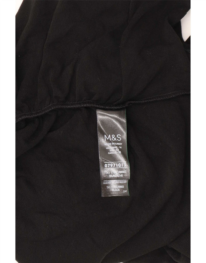 Top feminino Marks & Spencer manga comprida Reino Unido 14 grande acrílico preto