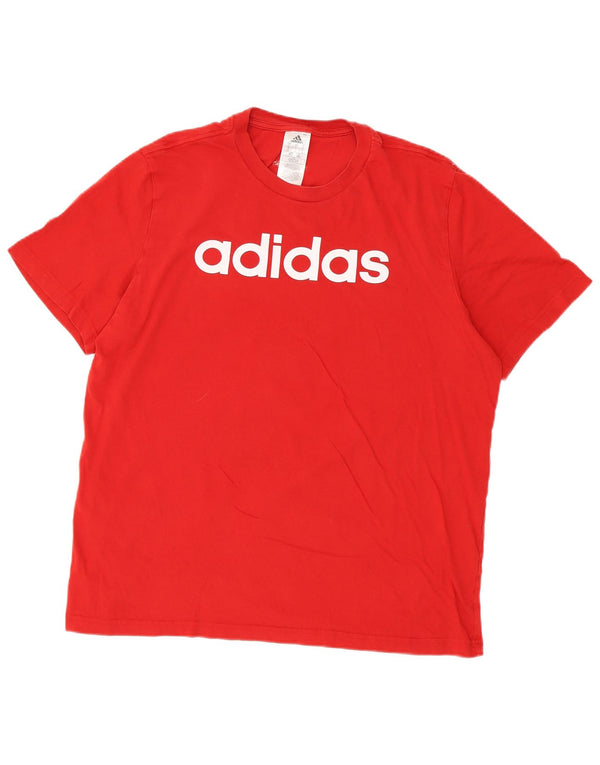 Adidas Mens Graphic T-Shirt Top Grande Algodão Vermelho