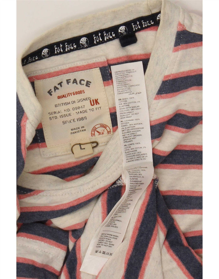 Camiseta masculina Fat Face Top grande algodão listrado cinza