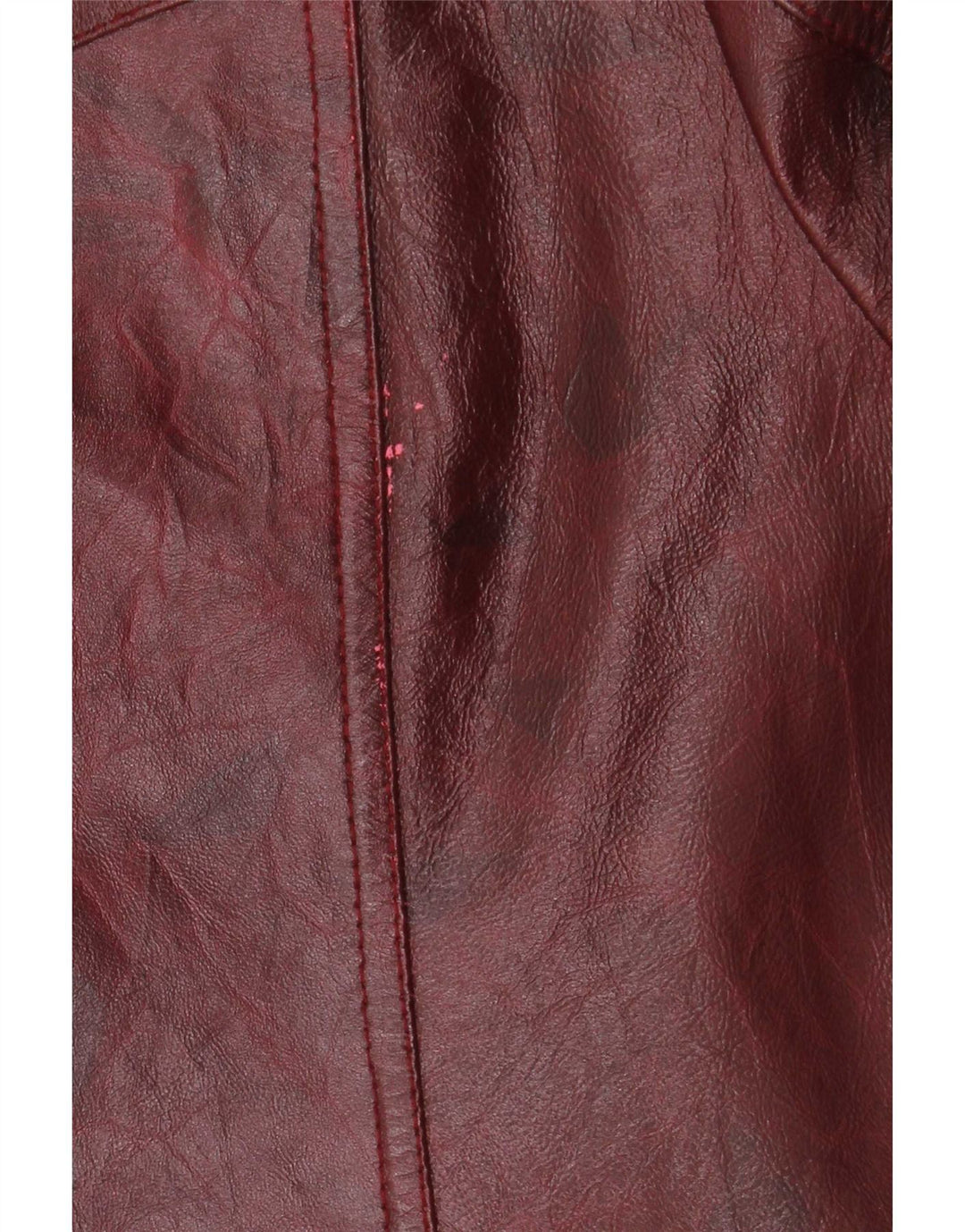 Jaqueta de couro feminina vintage Reino Unido 26 5XL Borgonha