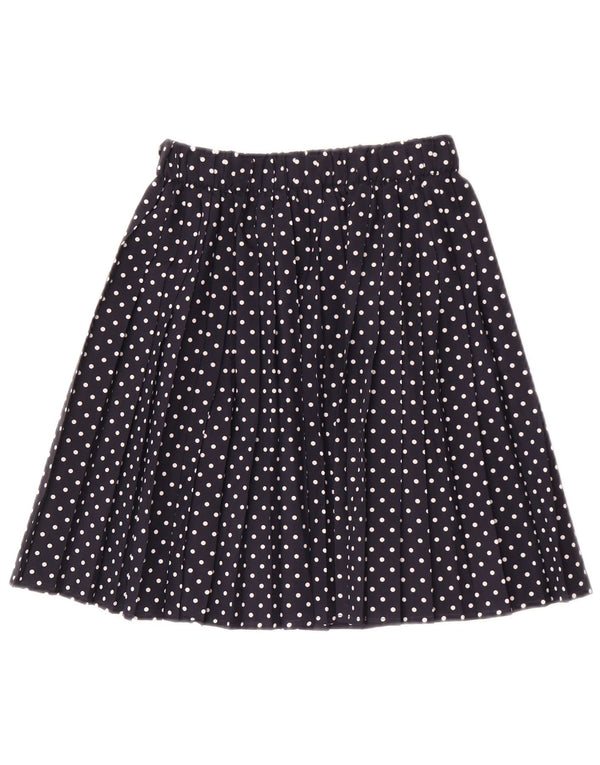 Mini saia plissada feminina vintage IT 42 médio W26 bolinhas azul marinho