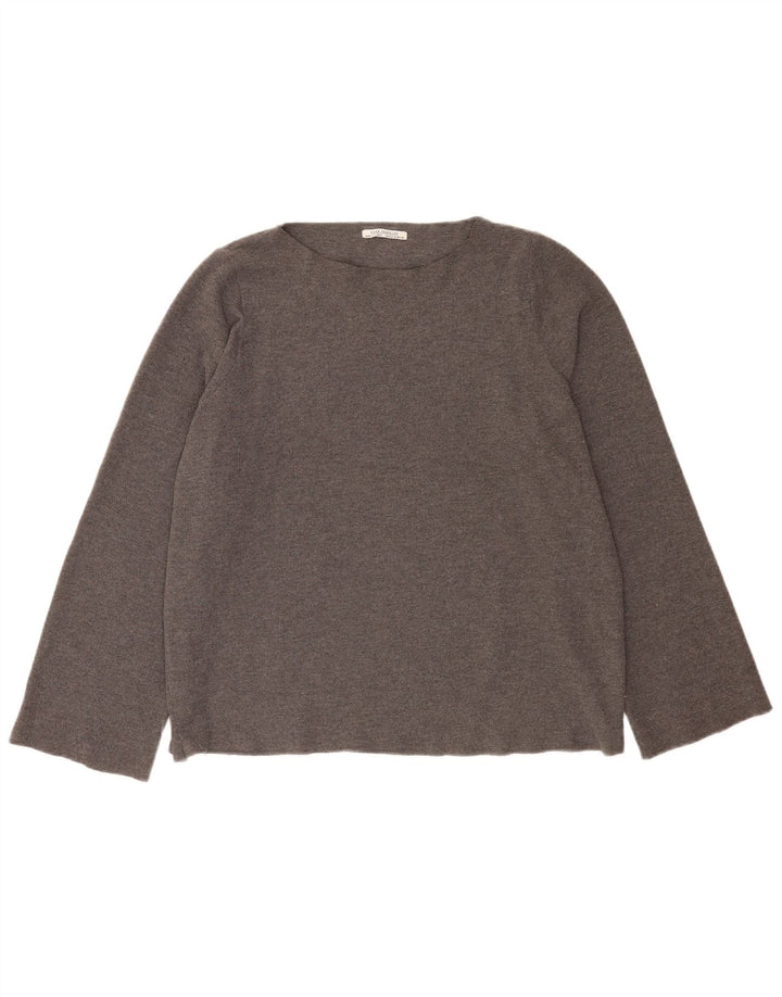 Zara Womens Trafaluc Oversized Top manga comprida Reino Unido 14 cinza médio