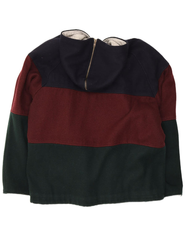 Jaqueta corta-vento masculina vintage Reino Unido 38 médio azul marinho colorblock acrílico