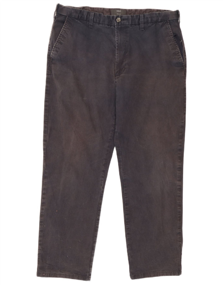 Calça Chino Regular Masculina Marks & Spencer W38 L29 Algodão Azul Marinho