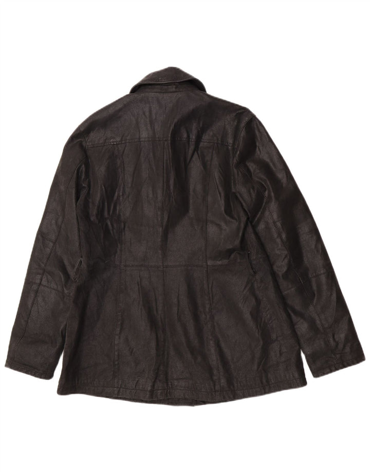 Jaqueta de couro feminina vintage IT 46 grande couro preto