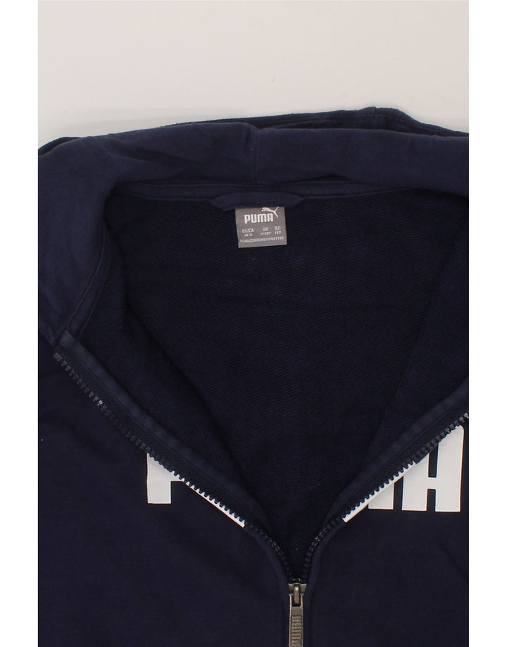 PUMA Boys Graphic Zip Hoodie Sweater 11-12 Years Navy Blue Cotton Vintage Puma and Second-Hand Puma from Messina Hembry 