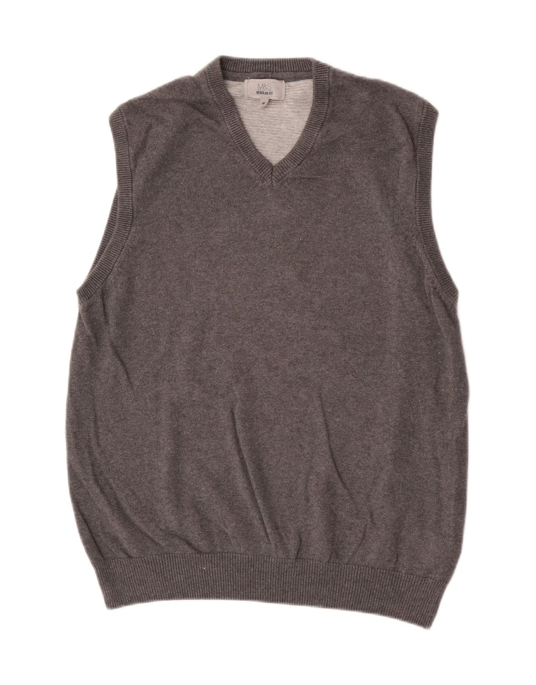 Regata masculina de ajuste regular Marks & Spencer de algodão cinza médio